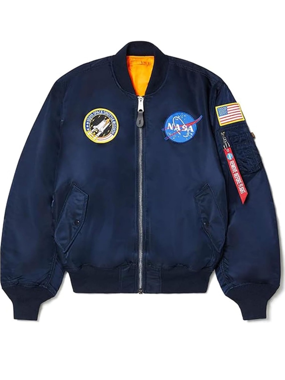 Alpha Industries NASA MA1 Men’s Bomber Flight Satin Jacket Size: L